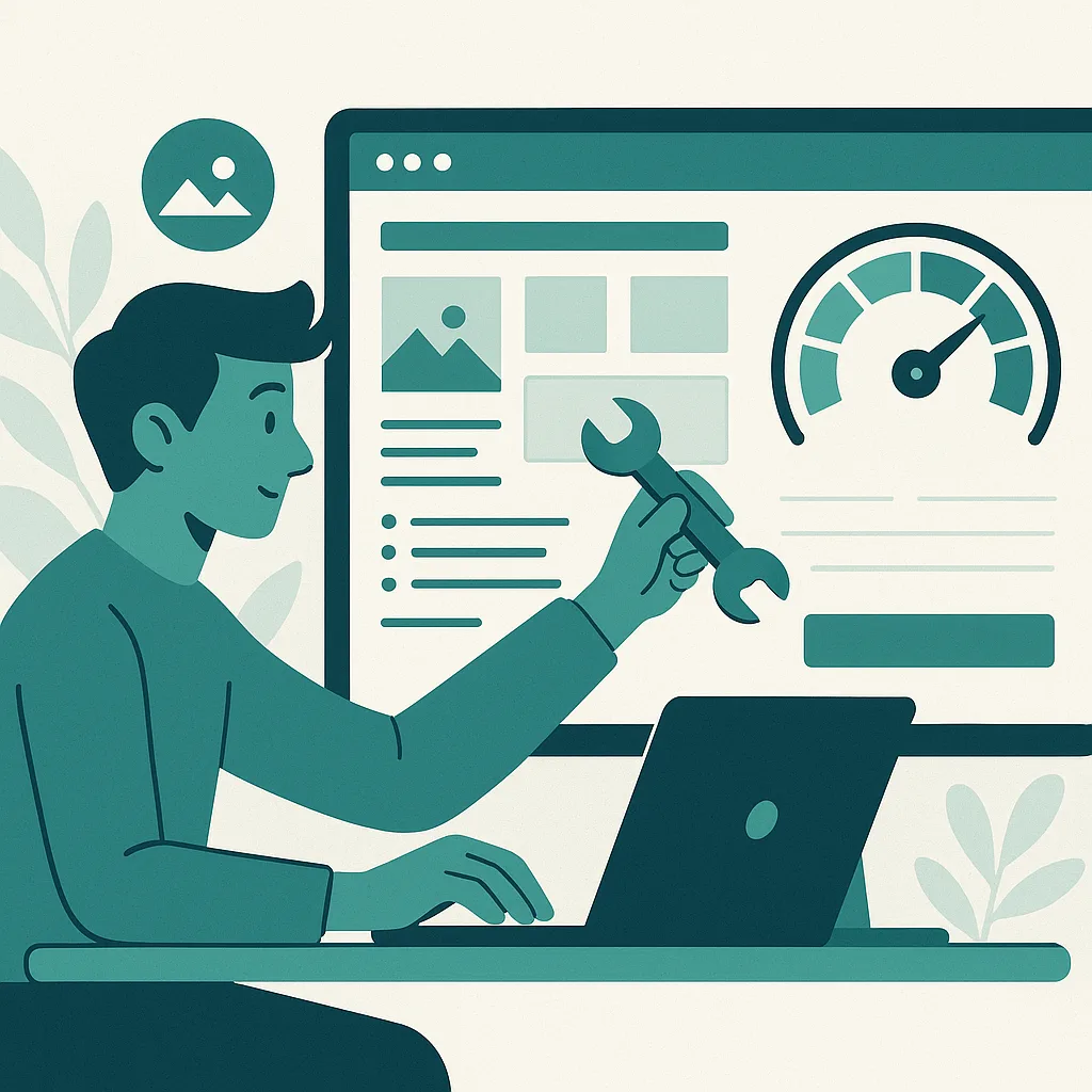 Tình huống một người đang tối ưu hóa tốc độ website trên máy tính,