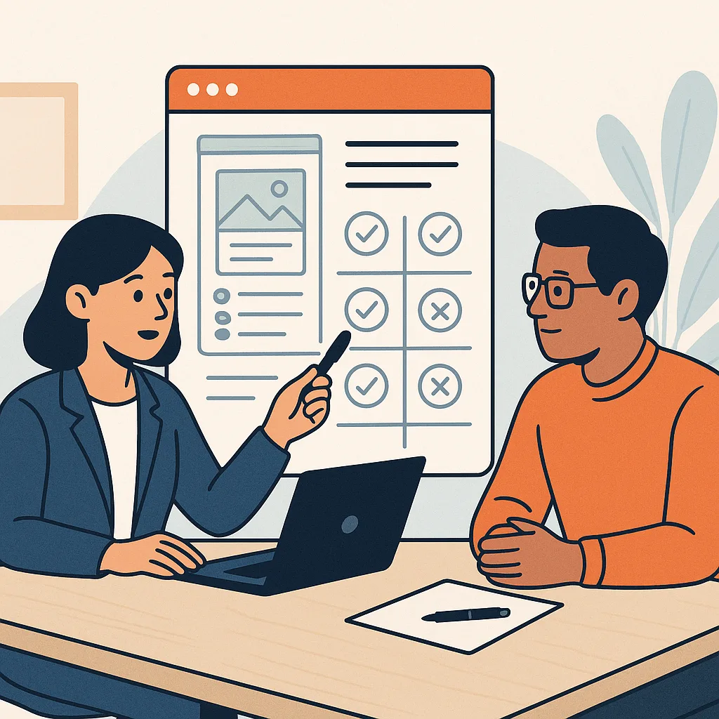 Bảng so sánh dịch vụ thiết kế web, không có chữ, không logo, không