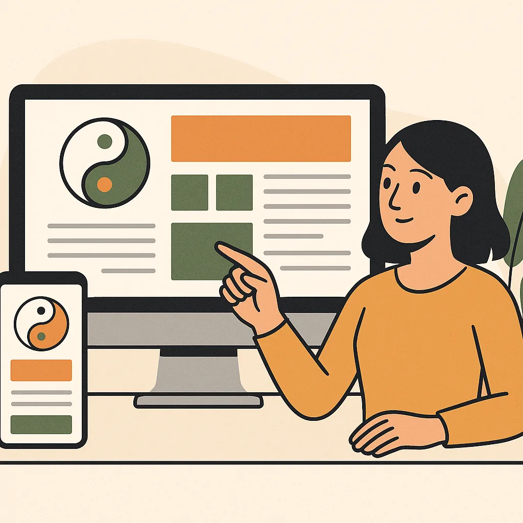 Minh họa một website với màu sắc và bố cục hài hòa phù hợp